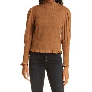 NWOT Veronica Beard Elsmere Smocked Blouse Size 6